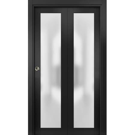 Sartodoors Sliding Closet Bi-fold Doors Planum 2102 Black Solid Core Modern Interior PLANUM2102BF-BLK-84 x 80 (2* 42x80)