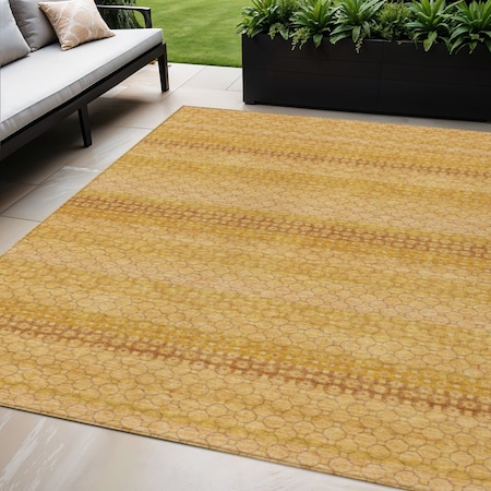Homeroots 5' X 8' Wheat And Gold Striped Washable Indoor Outdoor Area Rug 610625