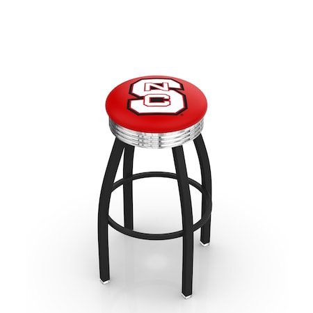 Holland Bar Stool Co 30" Blk Wrinkle North Carolina State Swivel Bar Stool, Chrome Ring L8B3C30NCarSt