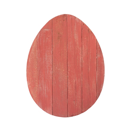 Homeroots 18" X 14" Red Reclaimed Wood Egg Shaped Wall Decor 384894