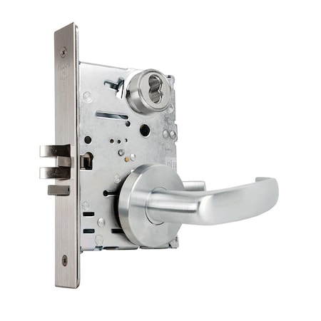 Falcon Grade 1 Storeroom Mortise Lock, SFIC Prep Less Core, Quantum Lever, Gala Rose, Satin Chrome Finish, MA581B QG 626