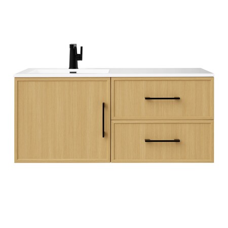 Cutler Razza Collection 42 in Wall Mount Modern Bathroom Vanity - Natural FV-RAZ-NATURA42