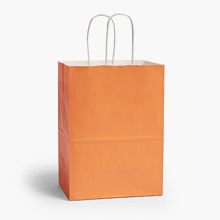 Nashville Wraps Orange White Kraft Shopping Bags Cub 8x4.75x10.25, 25PK ORMCW