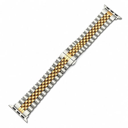 Elegani Steel & Rose Gold Classic Multi-Link Stainless Steel Band Compatible with Apple Watch 40mm HC5LSB-SRGD-40mm