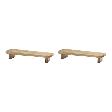 Homeroots Set of Two Natural Solid Wood Riser Trinket Tray 592779