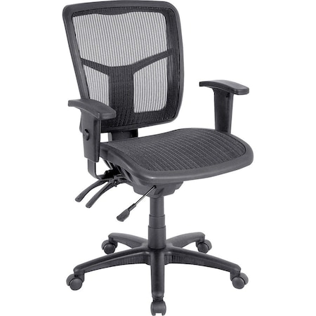 Lorell Managerial Chair Mid-Back Swivel Mesh Chair, Black Frame, Adjustable Arms, 17" to 21" Height, Mesh LLR86904