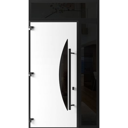 Vdomdoors Front Exterior Prehung Steel Door Ronex1077 Teak 96 Sidelight and Transom Window Sidelite Entry RONEX1077EXD-OAK-W36+14xH96+16-RH-I