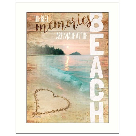 Homeroots Beach Memories 3 White Framed Print Wall Art 416179