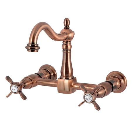 Kingston Brass Two-Handle Wall Mount Bridge Kitchen Faucet, Antique Copper KS126BEXAC