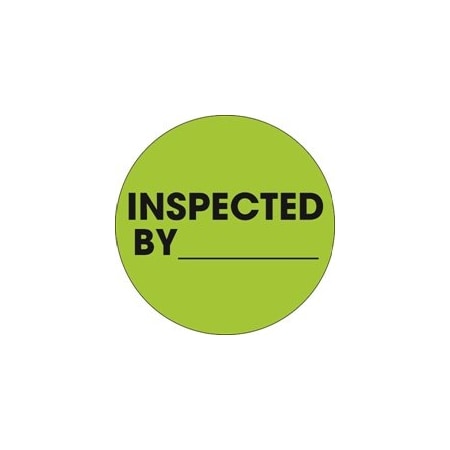 Bubblefast 2'' Circle - ''Inspected By'' Fluorescent Green Labels BFDL1266