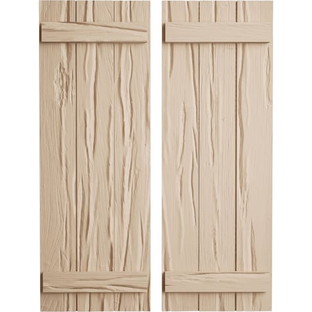 Ekena Millwork Rustic Three Board Joined Board-n-Batten Riverwood Faux Wood Shutters, 16 1/2W x 30H, PR SHUBJS16X30RWPR