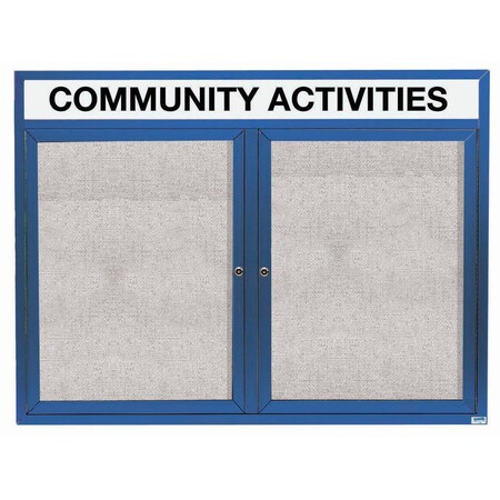 Aarco Outdoor Enclosed Bulletin Board w/ Al Frame Header, Powder Coated Blue, Neutral 36''Hx48''W ODCC3648RHB