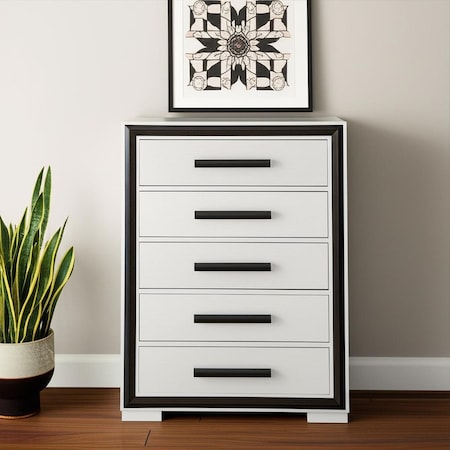 Homeroots 48" Gray And Black Wood Five Drawer Dresser 564686