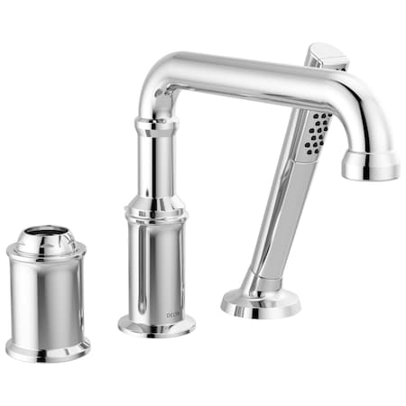 Delta Broderick Three Hole Roman Tub Trim With Hand Shower - Less Handle In Lumicoat Chrome T3784-PR-LHP