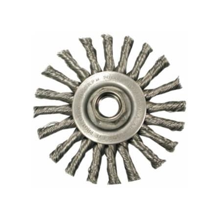 Anderson Brush Narrow Face Cable Twist Wheel-TC Series, 4 D x 3/8 W, .02 Stainless, 5/8-11, 5PK 066-12165