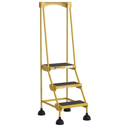 Vestil 63.4375 H Steel Commercial Spring Loaded Rolling Ladder, 3 Steps LAD-3-Y