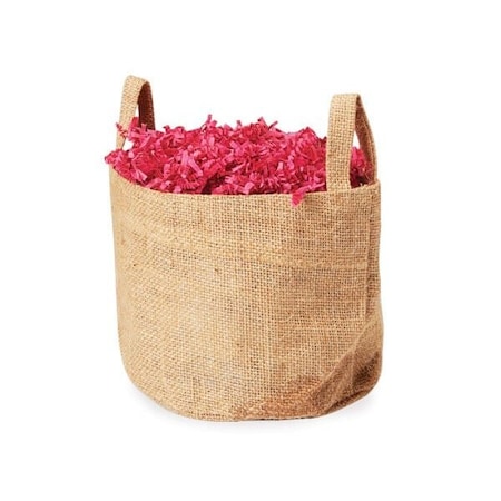 Nashville Wraps Burlap Round Bag, 6.5 dia. x 6, w/ plastic lining &  handles, 6PK B99202