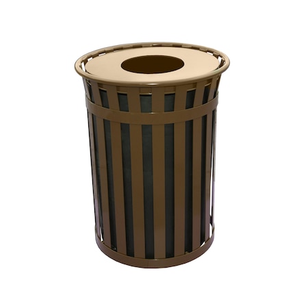 Witt Industries 50 gal Round Outdoor Can, Brown, Metal M5001-FT-BN