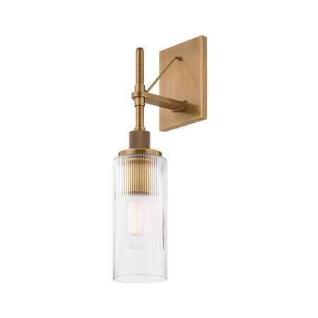 Troy Lighting Shenandoah 1 Light Exterior Wall Sconce, Patina Brass, 4.75 In x 18 In B8018-PBR