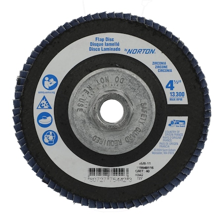 Zoro Select Fiber Disc, 4 1/2 in Dia, 5/8in Arbor 78072775442