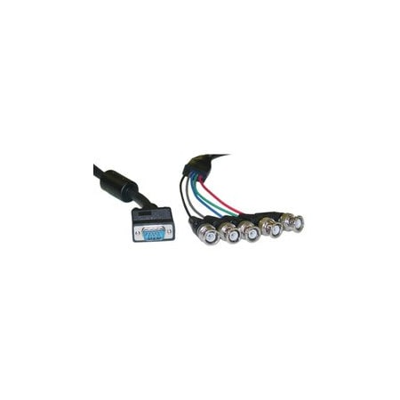 Cable Wholesale SVGA (HD15 Male) to BNC (5 Male) Monitor Breakout Cable, Black, Double Shielded, 1 foot 10H1-18101BK