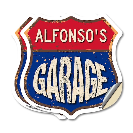 Signmission Alfonso's Garage, 18 inch X 18 inch, Vinyl Decal, 2PK SHI-D-2PACK-18-383-ALFONSO
