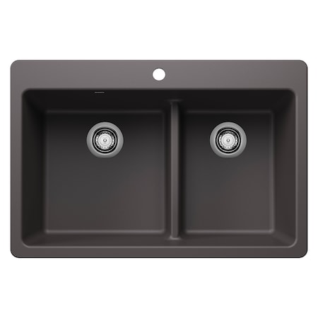 Blanco Liven 1-3/4 Low Divide Dual Mount, Cinder 443212