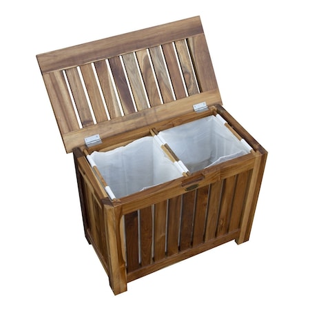 Homeroots 23" Brown Solid Wood Laundry Hamper With Lid 383591