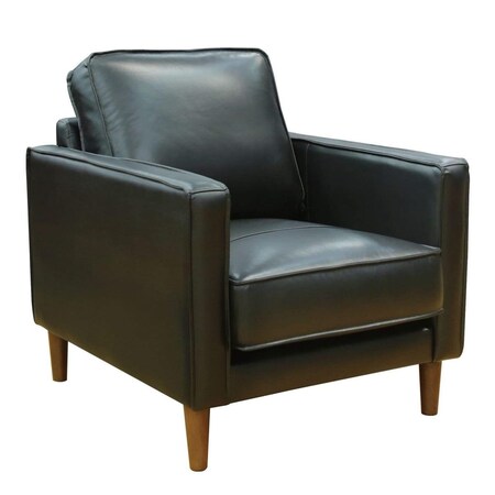 Sunset Trading 32 in. Prelude Top Grain Leather Mid Century Modern Accent Armchair Black SU-PR15070-80-100E