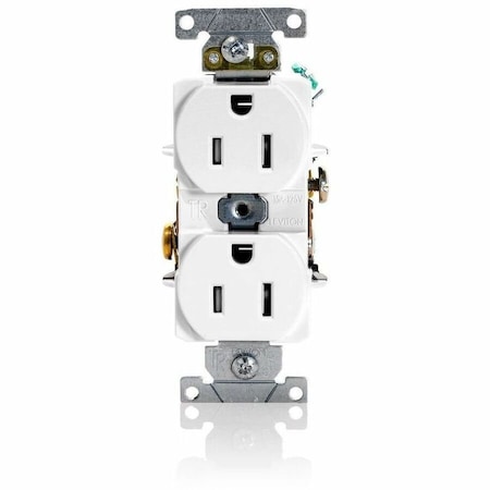 Leviton Duplex Receptacle, 15A, White, 125V T5262-W