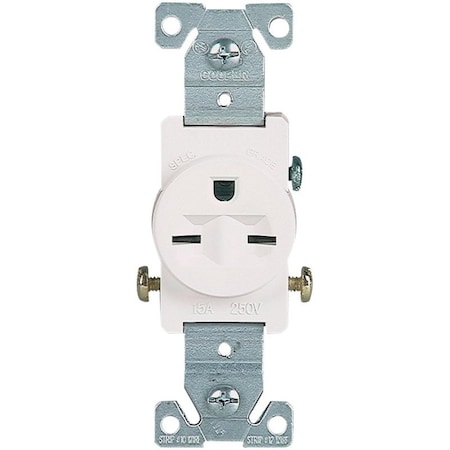 Eaton Wiring Devices Straight Blade Receptacle, 6-15R, 15 A, 250V AC, 2 Pole, 3 Wire, Flush Mount, Grounded 816W-BOX