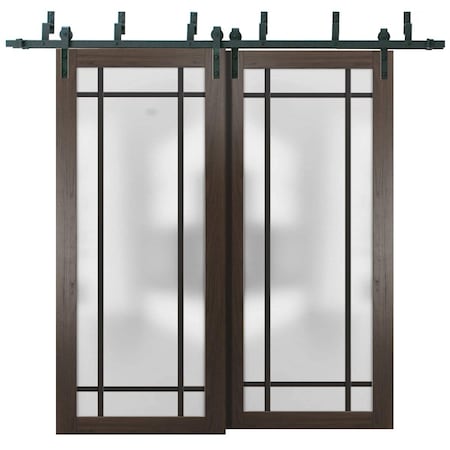 Sartodoors Sliding Closet Frosted Glass Barn Bypass Doors with Hardware Planum 2112 84x96 (2* 42x96) Solid Cor PLANUM2112BBB-CA-84 x 96 (2* 42x96)