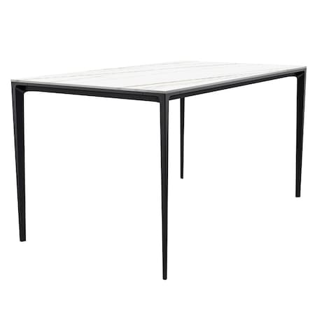 Leisuremod Rectangular 70.87 in W, 28.7 in L, Stone/Aluminum, White/Gold ATBL-71WG-S