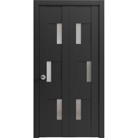 Vdomdoors Sliding Closet Bi-fold Doors Black Solid Core Modern Interior SETE6933BF-BLK-84 x 80 (2* 42x80)