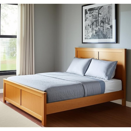 Homeroots Brown Inlaid Panels Solid Wood Queen Bed Frame 523664