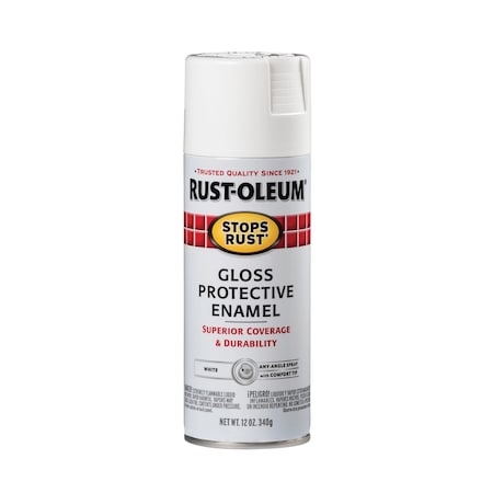 Rust-Oleum Spray Paint, White, Gloss, Solvent, 12 oz 7792830