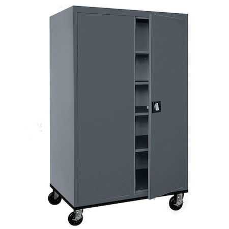 Sandusky Lee Solid Door Storage Cabinet, 46 in W, 78 in H, 24 in D, Dark Gray TA4R462472-02