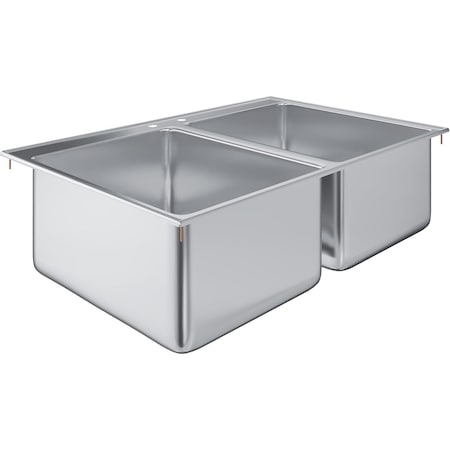 Amgood 16 in. x 20 in. x 12 in. Stainless Steel 2 Compartment Drop-In Sink. NSF AMG SINK DIS S2C-162010-NF-Z