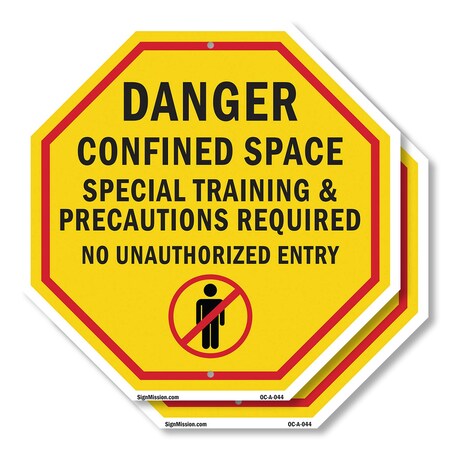 Signmission Danger Confined Space Special Train, 18 inch X 18 inch, Plastic Sign, 2PK OC-P-2PACK-18-44