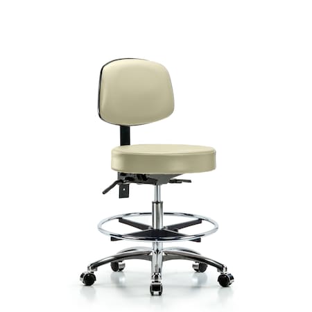 Blue Ridge Ergonomics Bench Stool, Med, Vin, Bk, Chrm, Cast, Wht BR-VMBST-CR-T0-CF-CC-8501
