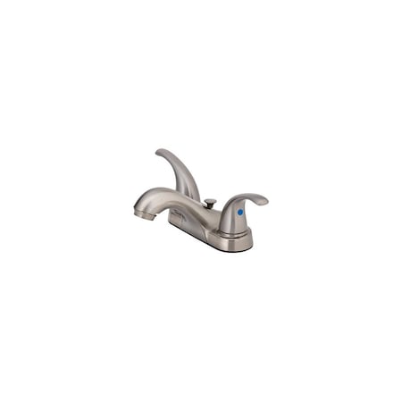 Homepointe Lavatory Faucet With Pop-Up, Centerset, 2 Lever Handles, Brushed Nickel 242111
