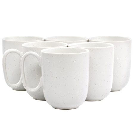 Studio 3B Mio 6 Piece 15 Ounce Round Stoneware Mug Set in Sea Salt White 133193.01