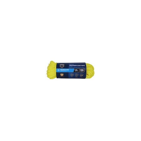 Richelieu Polypropylene Rope, Twisted Braided, Yellow, 1/4-In. x 100-Ft. 643681