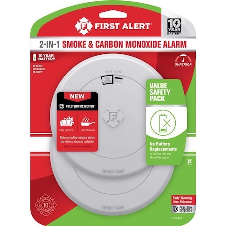 First Alert Battery-Powered Electrochemical/Photoelectric Smoke and Carbon Monoxide Detector, 2PK 1048447