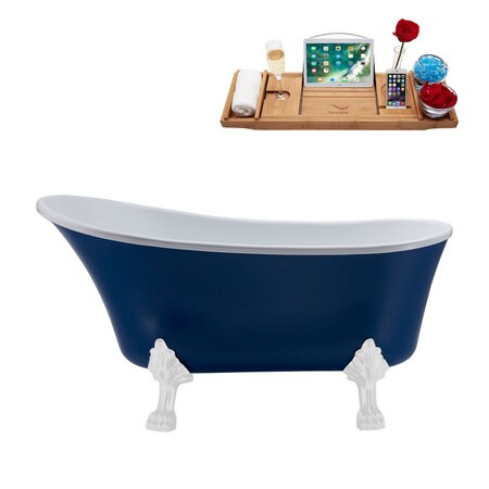Streamline 55.1 in L, 26.8 in W, Matte Dark Blue, Acrylic, Reversible N370WH-IN-WH