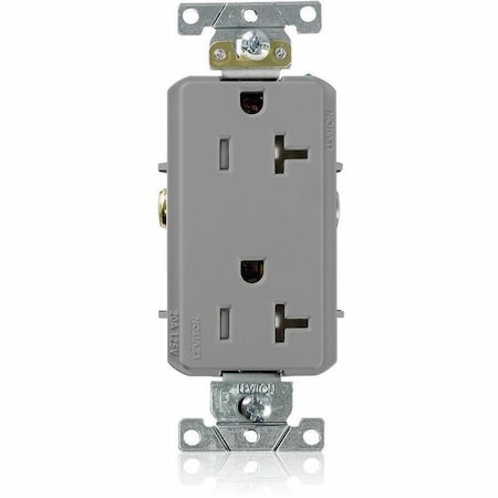 Leviton Commercial Grade Decora Receptacle, 20 Amp, 125 Volt TDR20-GY