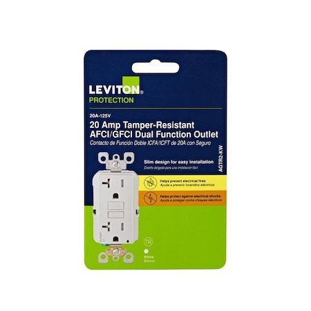 Leviton 20 amps 125 V Tamper Resistant White AFCI/GFCI Dual Function Outlet 5-20R AGTR2-0KW
