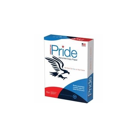 American Pride Recycled Copy Paper, White, Letter, 8 1/2in x 11in, 20 lb Basis Weight, Sustainable Forestry, 10PK AM851120