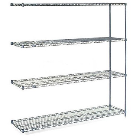 Global Industrial Nexel 4 Shelf, Nexelon Blue Wire Shelving Unit, Add On, 60"W x 18"D x 63"H 188405E