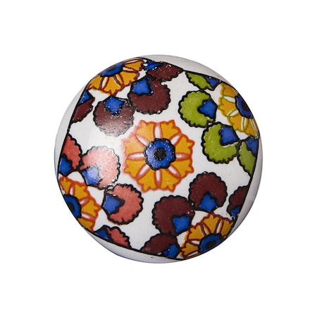Homeroots Set of Eight Blue And Orange Ceramic And Metal Drawer Pull Knobs, 8PK 544418
